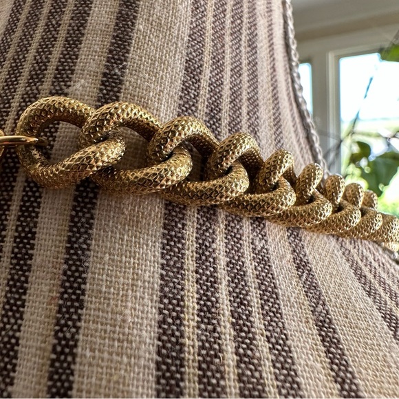 Givenchy Vintage Textured Gold Braid Heavy Curb Chain Choker Designer Stamp - Picture 3 of 16